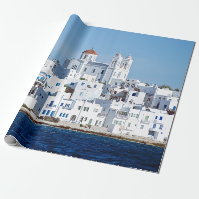 Papel De Presente Ilha de Paros com a aldeia de naoussa (Desenrolado)