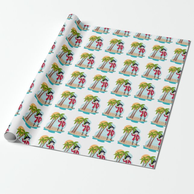 Papel De Presente Ilha do menino e do tesouro do pirata (Desenrolado)