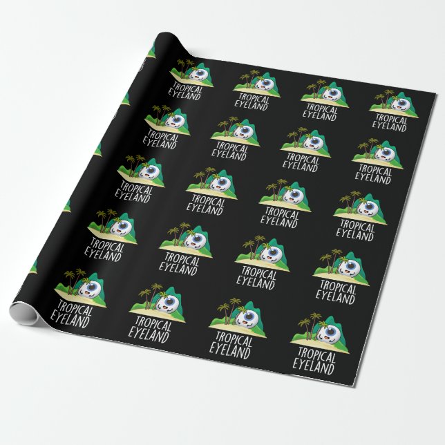 Papel De Presente Ilha Funny Tropical Olho-Terra Engraçado Pun Dark  (Desenrolado)