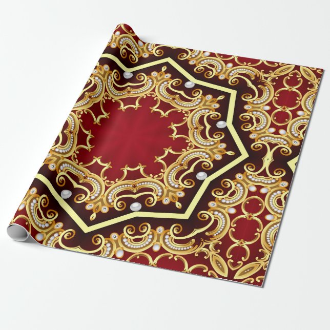 Papel De Presente illustration background frame with pearl and golde (Desenrolado)