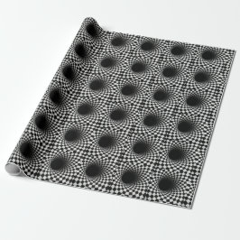 Papel De Presente Ilusão Óptica de Buraco Preto e Branco