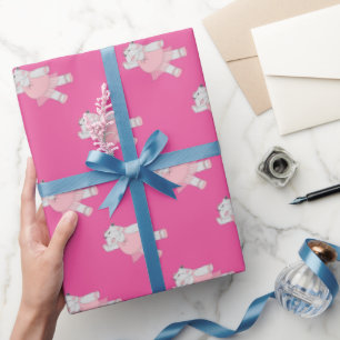 Papel De Presente ilusima Ballerina Hippo Rosa