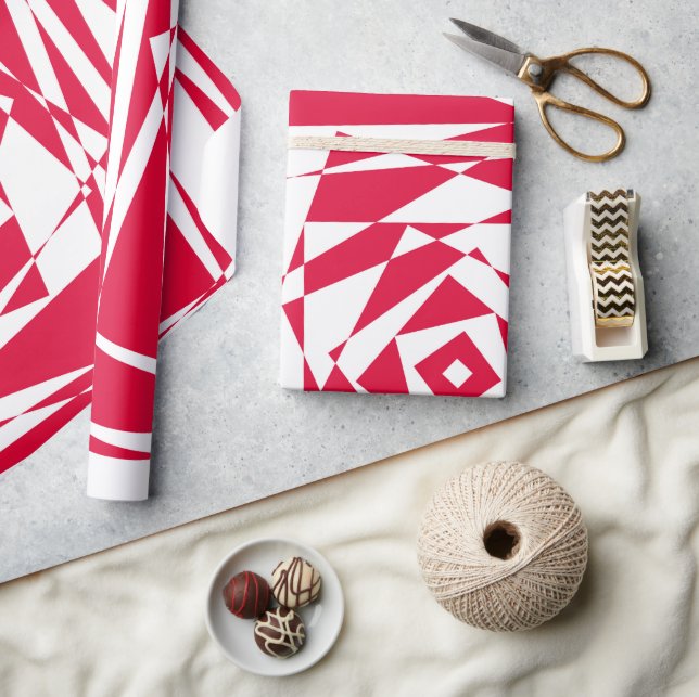 Papel De Presente Ilusões de abstrato vermelho-branco (Artesanato)