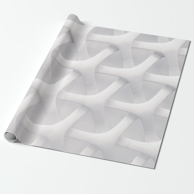Papel De Presente Ilusões ópticas brancas e cinzas (Desenrolado)