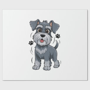 Papel De Presente Ilustração Adorável de Filhote de Schnauzer Com Ol
