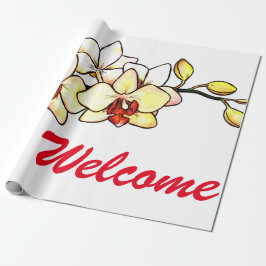 Papel De Presente ilustração aquosa orquídea amarelo floresce flo