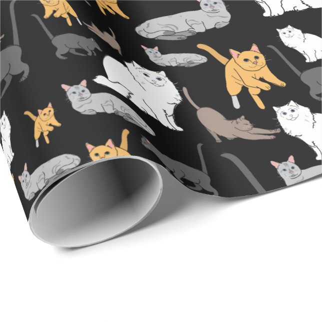 Papel De Presente Ilustração bonito do teste padrão dos gatos no (Ponta do rolo)