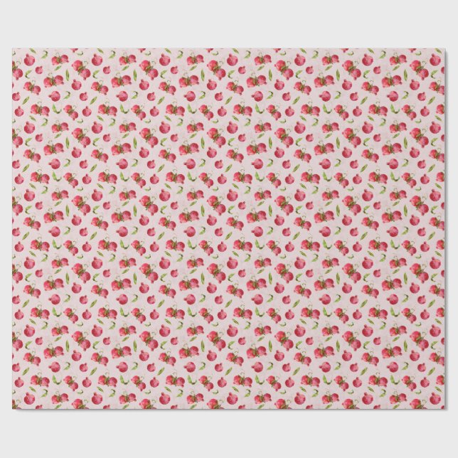 Papel De Presente Ilustração Botânica de Romã Desenhada à Mão (Aberto)