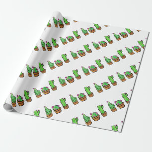 Papel De Presente Ilustração Cactus Trio