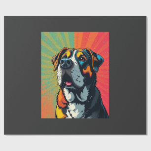 Papel De Presente Ilustração Colorida de Cachorro em Pop Art Pet Ou