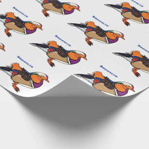 Papel De Presente Ilustração colorida do pato de mandarina