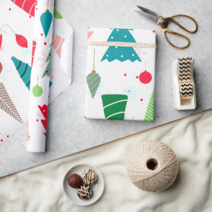 Papel De Presente Ilustração colorida, fofo de Natal para a árvore i