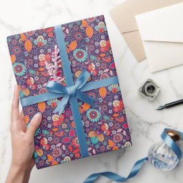Papel De Presente Ilustração Colorida Natureza Padrão Floral
