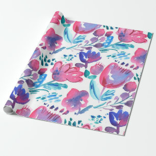 Papel De Presente ilustração com desenho de mão rústica floral e