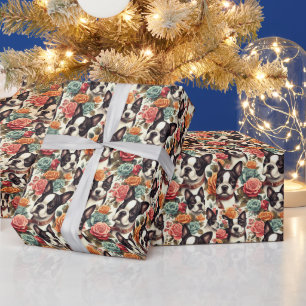 Papel De Presente Ilustração Cute Boston Terrier