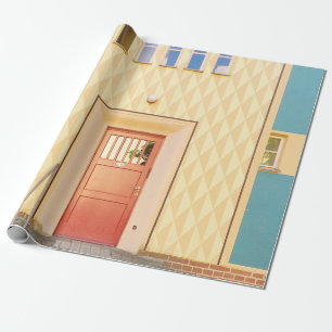 Papel De Presente Ilustração da casa amarela