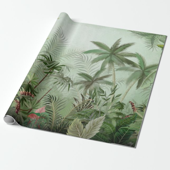 Papel De Presente Ilustração da paisagem botânica da colheita tropic (Desenrolado)