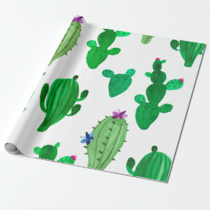 Papel De Presente Ilustração de aquarelas do cacto do deserto de tin