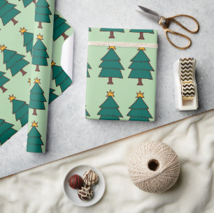 Papel De Presente ilustração de árvore de Natal com uma pequena estr
