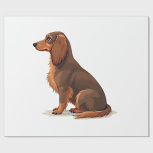 Papel De Presente Ilustração de cachorro Dachshund de pelo longo vin