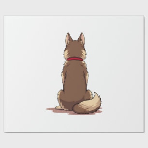 Papel De Presente Ilustração de cachorro Husky vista traseira vintag