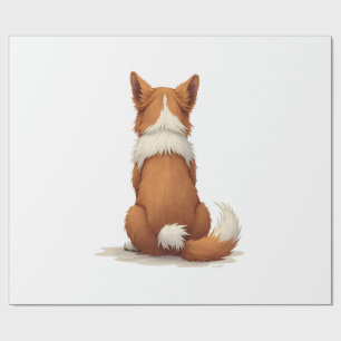 Papel De Presente Ilustração de cachorro vista traseira vintage em f