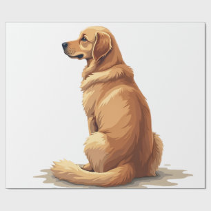 Papel De Presente Ilustração de Cão Retirado de Vista Posterior de R