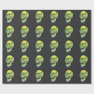 Papel De Presente Ilustração de Caveira com Neon Pingando – Arte Gru