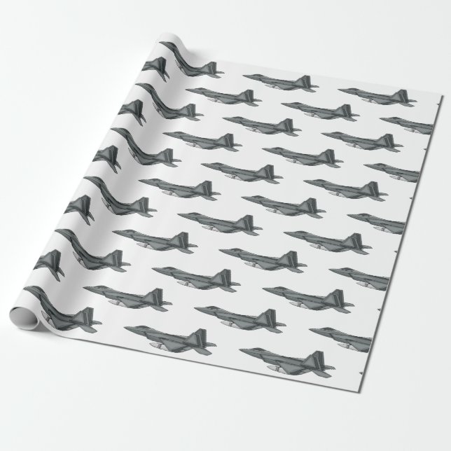 Papel De Presente Ilustração de desenho animado de aeronaves de comb (Desenrolado)