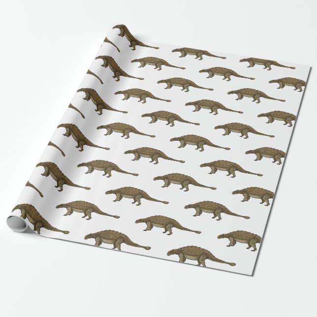 Papel De Presente Ilustração de desenho animado de Ankylosaurus (Desenrolado)