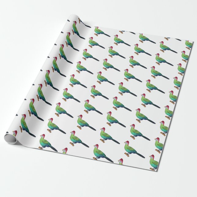 Papel De Presente Ilustração de desenho animado de pássaro turaco co (Desenrolado)