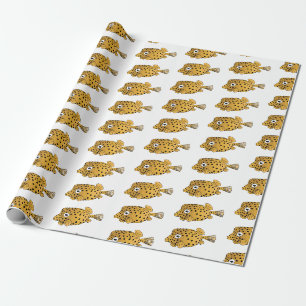 Papel De Presente Ilustração de desenho animado de peixe caixa amare