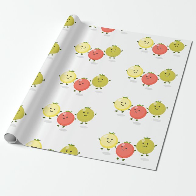 Papel De Presente Ilustração de desenho animado de tomate de cereja (Desenrolado)