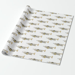 Papel De Presente Ilustração de desenho animado de trompete