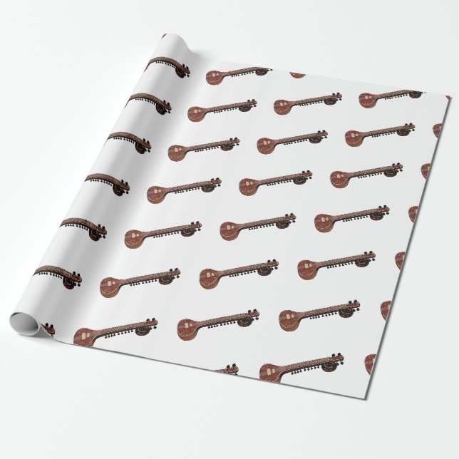 Papel De Presente Ilustração de desenho animado de violão (Desenrolado)
