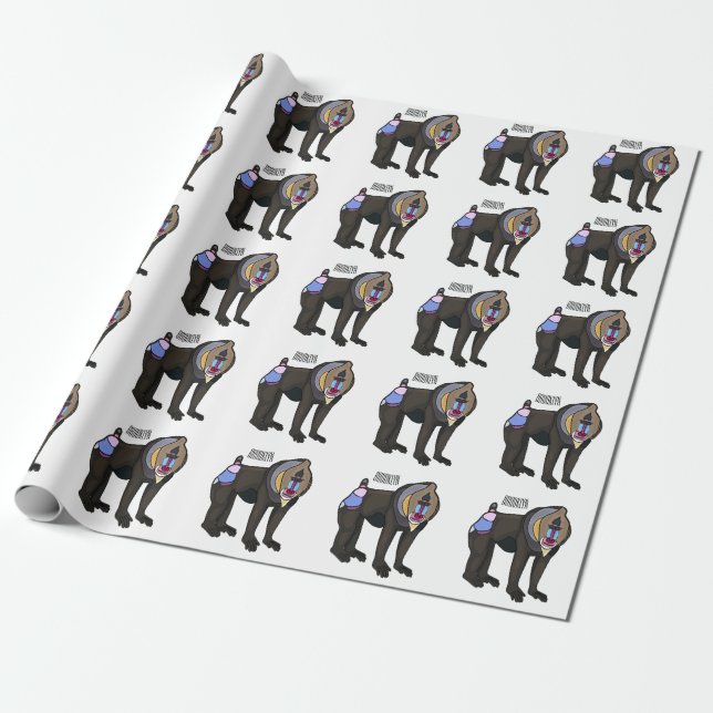 Papel De Presente Ilustração de desenho animado Mandrill (Desenrolado)