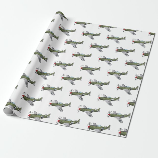 Papel De Presente Ilustração de desenho de avião militar (Desenrolado)