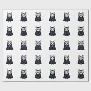 Papel De Presente Ilustração de Design de Retrato de Gato com Gravur