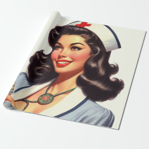 Papel De Presente Ilustração de Enfermeira Vintage