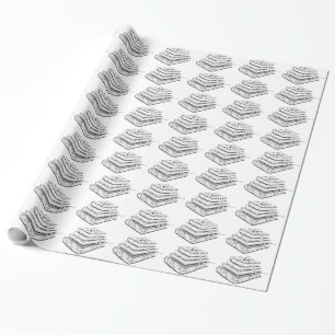 Papel De Presente Ilustração de Esquema de Vintage de Livros Empilha