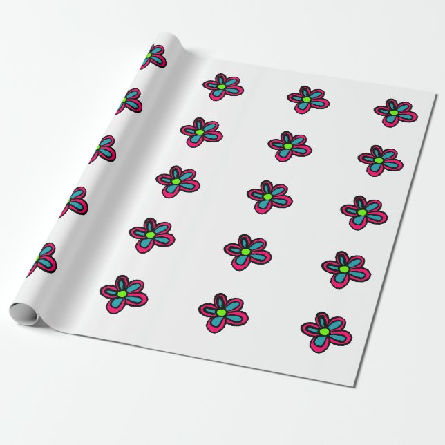 Papel De Presente Ilustração de flor (Desenrolado)