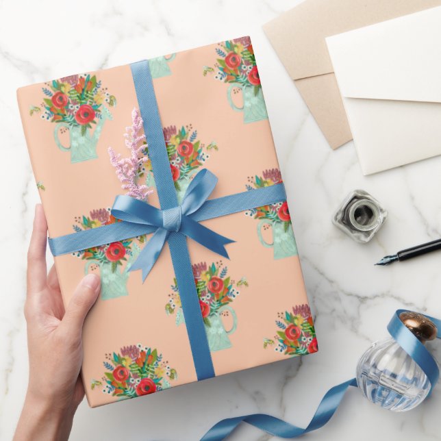 Papel De Presente Ilustração de flores Boho do dia das mães rosa (Presentear)