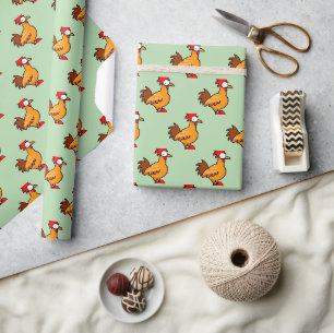 Papel De Presente Ilustração de Frango de Desenho Animado Divertido