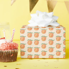 Papel De Presente Ilustração de Fruta Pêssego Pintada Fofa