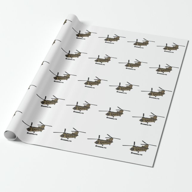 Papel De Presente Ilustração de helicóptero militar Chinook (Desenrolado)