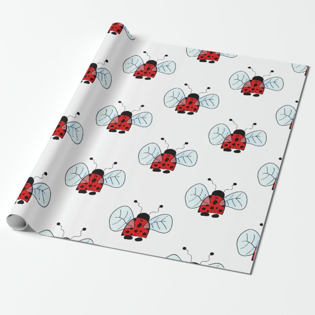 Papel De Presente Ilustração de Joaninha Fofa (Desenrolado)