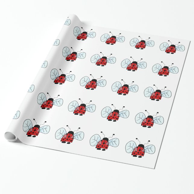 Papel De Presente Ilustração de Joaninha Fofa (Desenrolado)