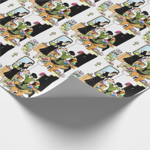 Papel De Presente Ilustração de Loja de Chapéus Art Déco Vintage dos