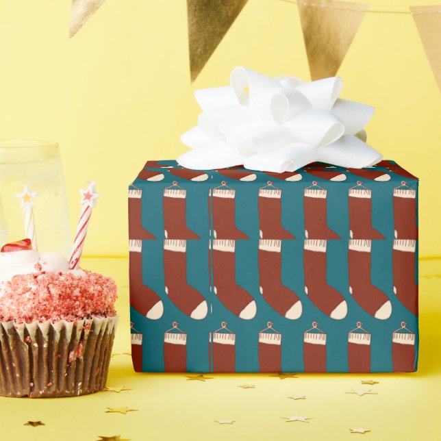Papel De Presente Ilustração de meias de Natal. (Festa de aniversário)