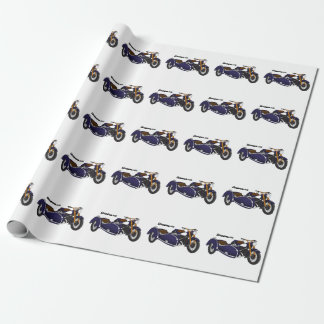 Papel De Presente Ilustração de motocicleta roxa com sidecar